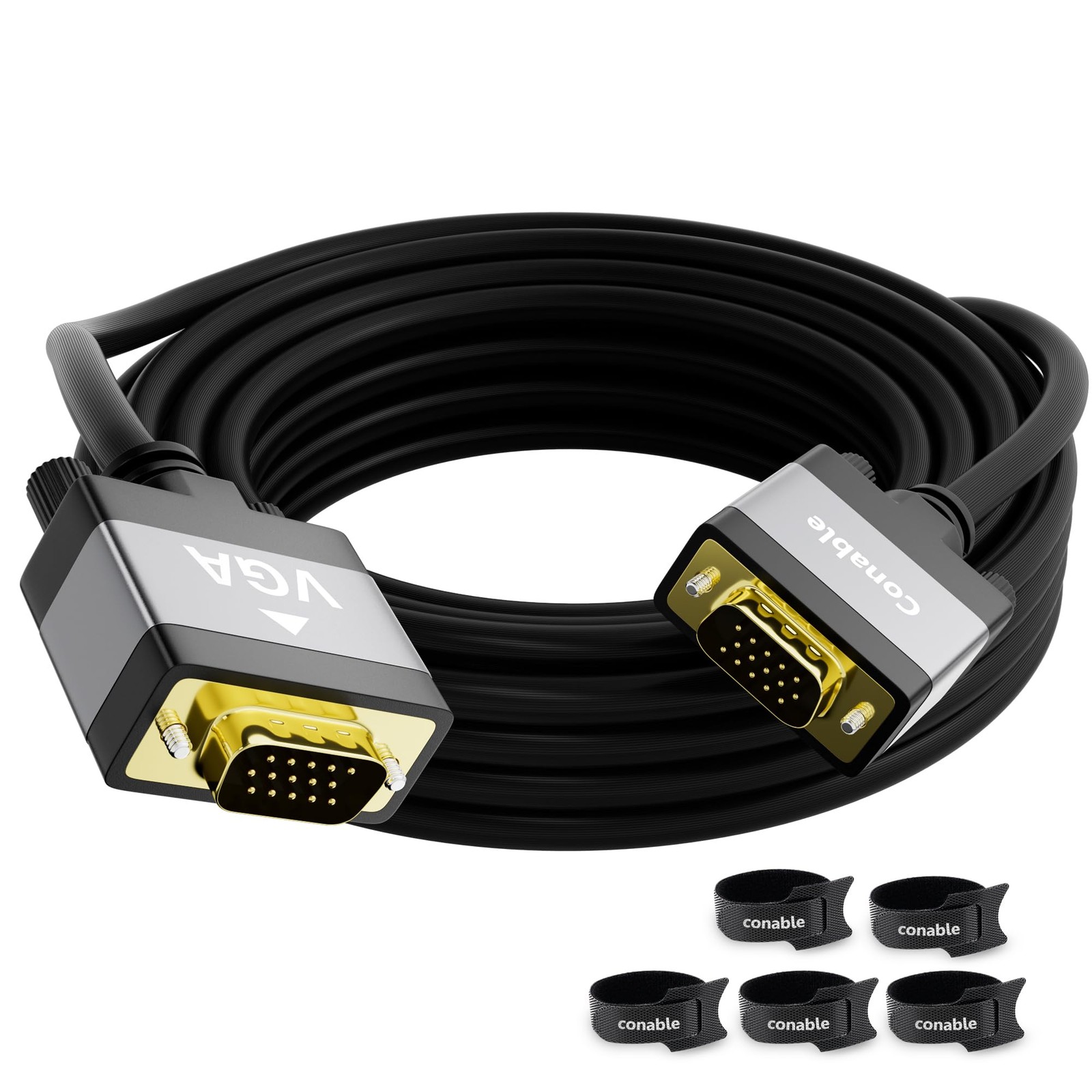 10 FT Black VGA to VGA Cable Male to Male Adapter Cord 15 Pin 1080P Full