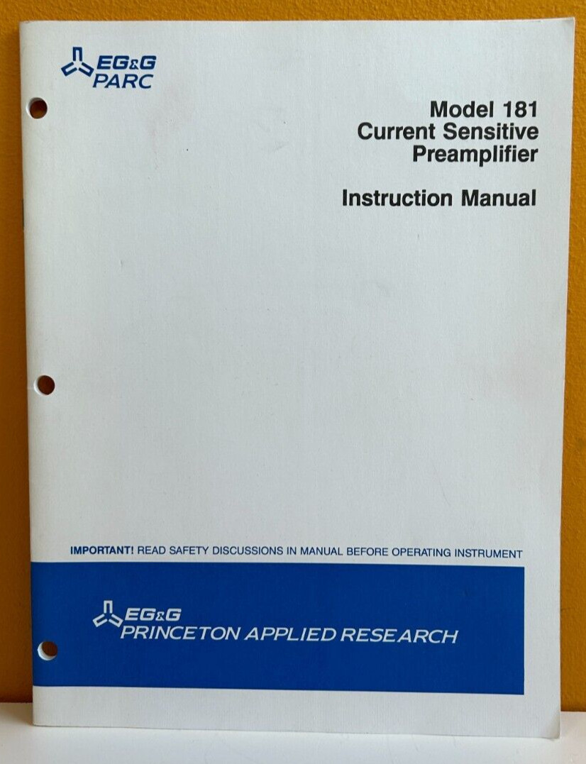 EG&G 215345-A-MNL-C Model 181 Current Sensitive Preamplifier Instruction Manual