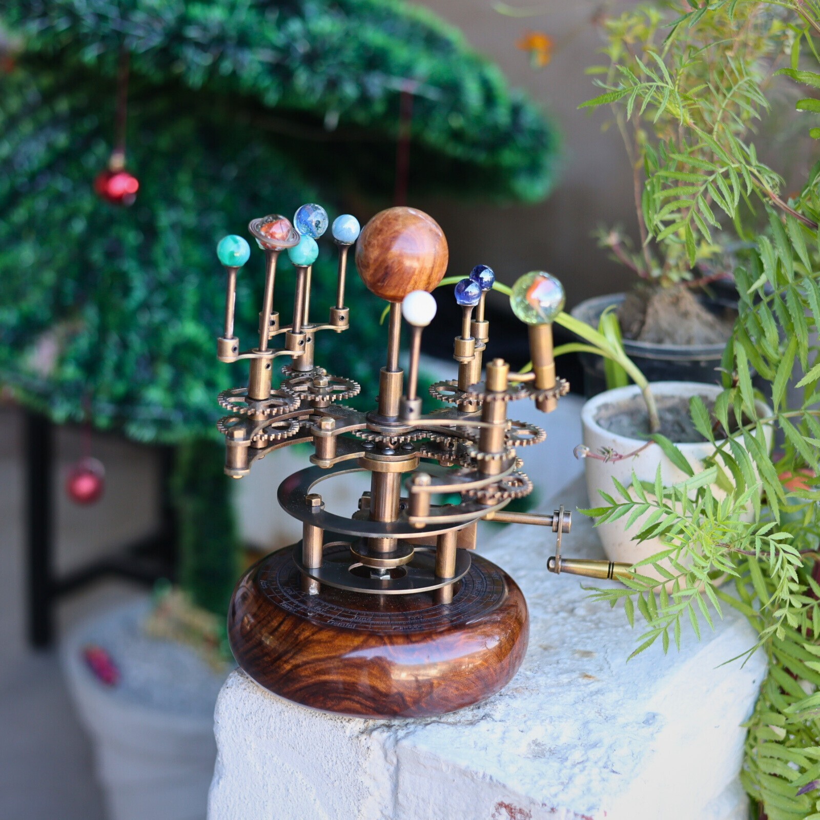Luxury Art Piece for Book Shelves Brass and Steel Orrery
