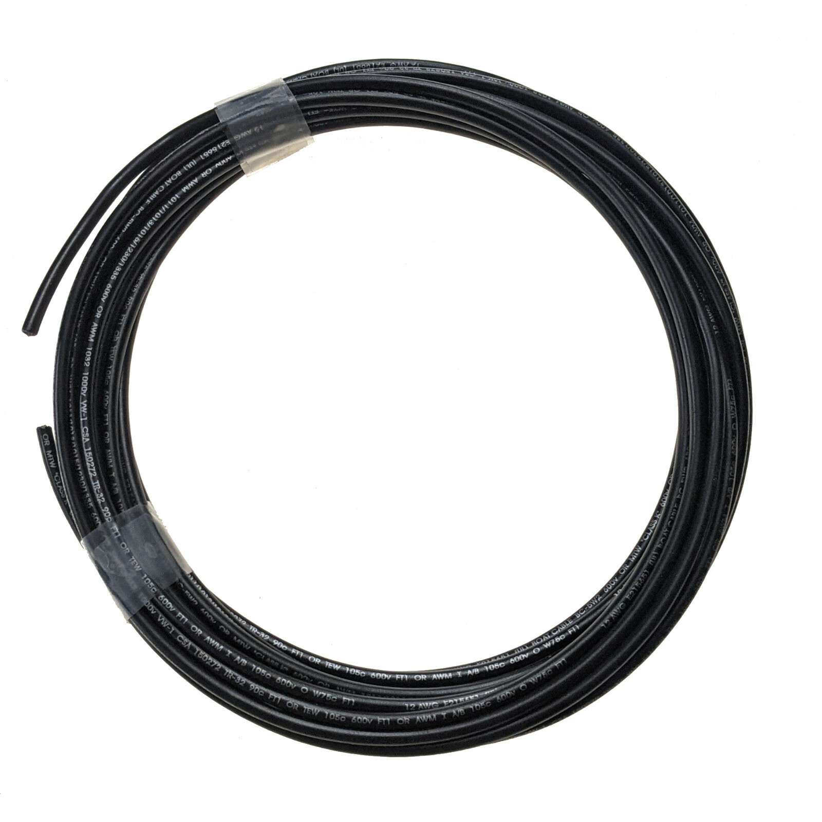 25' Black 12AWG Gauge Primary Speaker Wire Car 99.992% Oxygen Free Copper MF USA