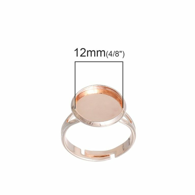 5 pcs. Rose Gold Plated ADJUSTABLE Cabochon Setting Bezel RING bases settings
