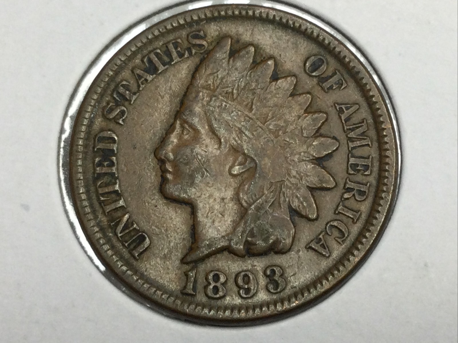 1893 Indian Cent in very fine & extra fine