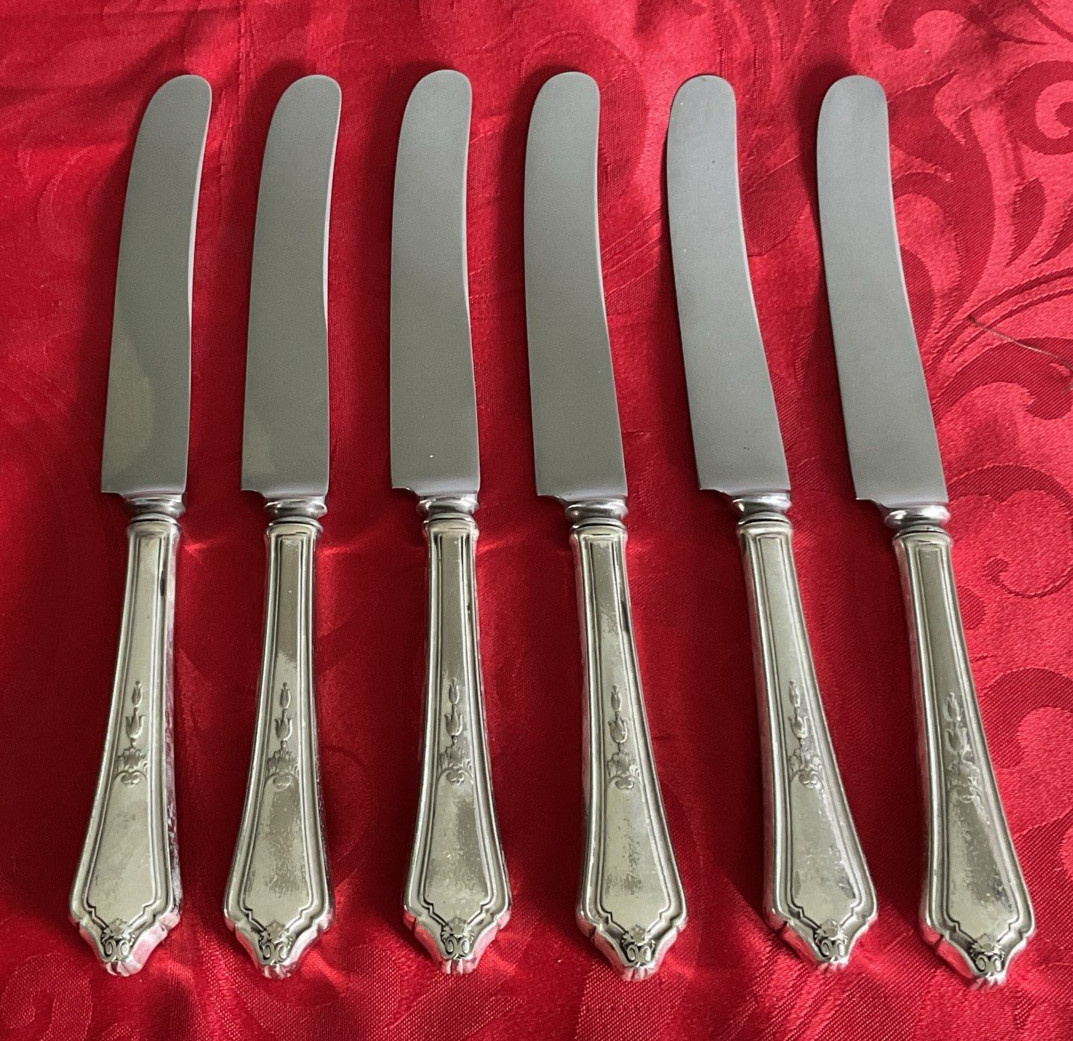Gorham silverplate Shelbourne lot of 6 dinner knives 9 1/2" EUC polished