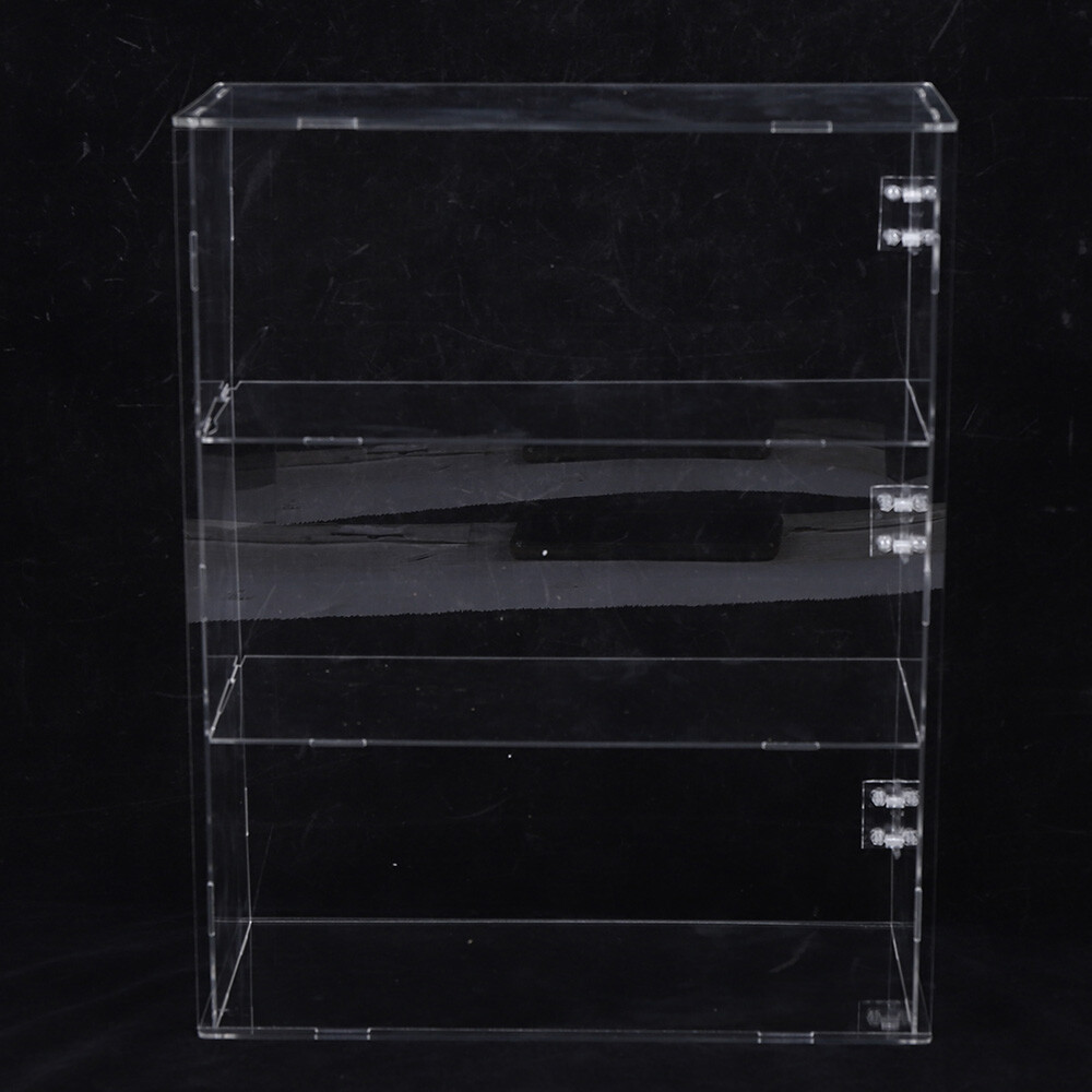 3-Tier Display Case Shelf Dustproof Clear Showcase Holder for Action Figures