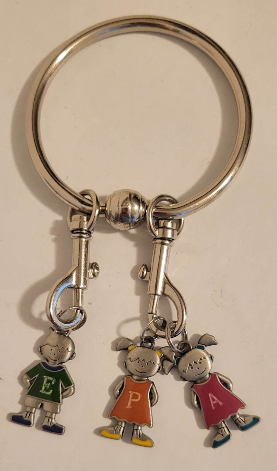 large Key Ring With 3 Charms -2 Girls/1 Boy