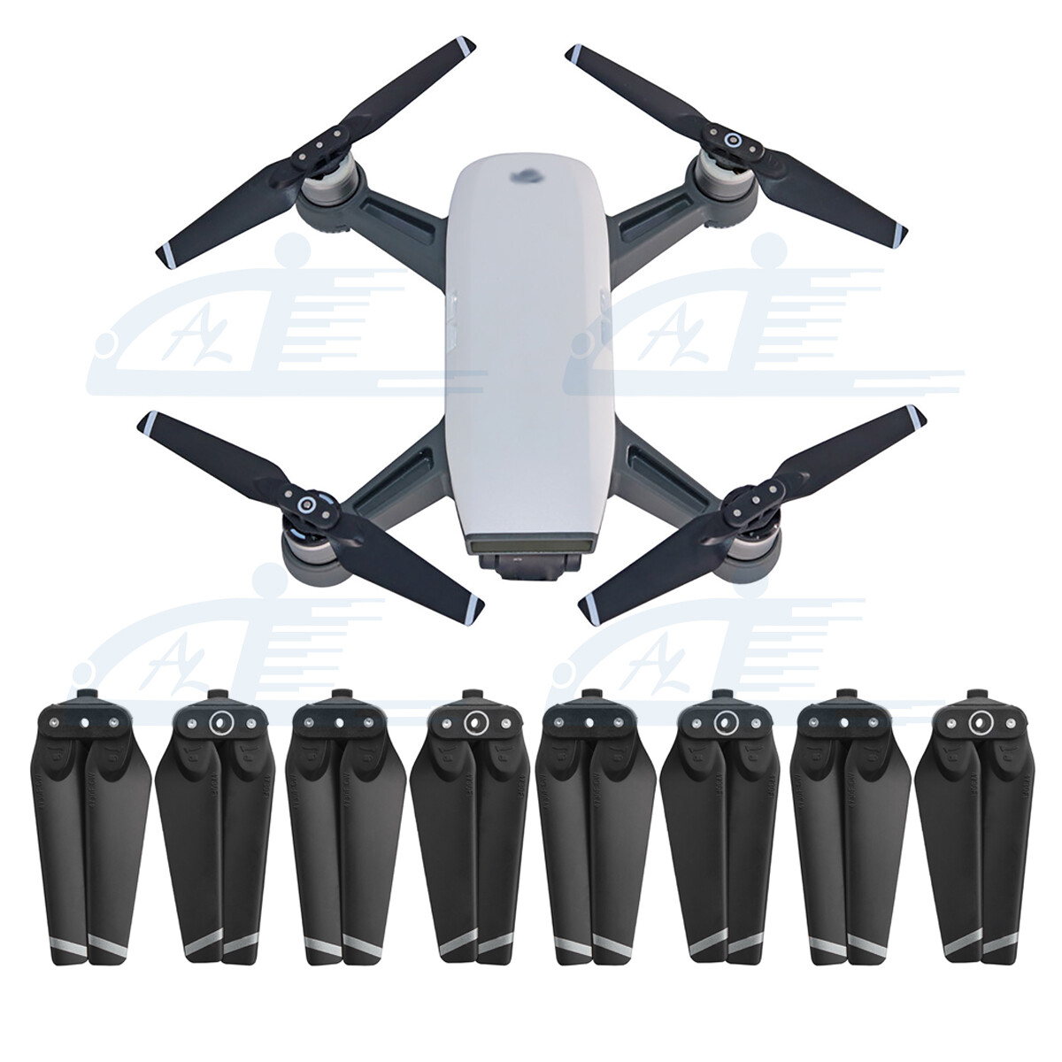 4pairs 4730F Quick-Release Foldable Propellers Blades Silver for DJI Spark Drone