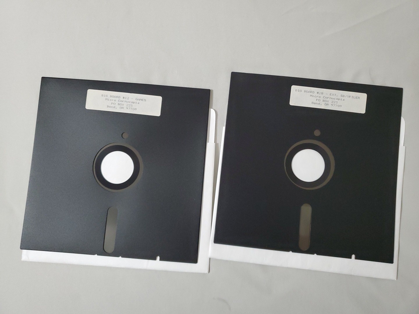 Lot of 2 BIG BOARD Micro Cornucopia Software 8" Floppy Disk - #12 Games, VFILER