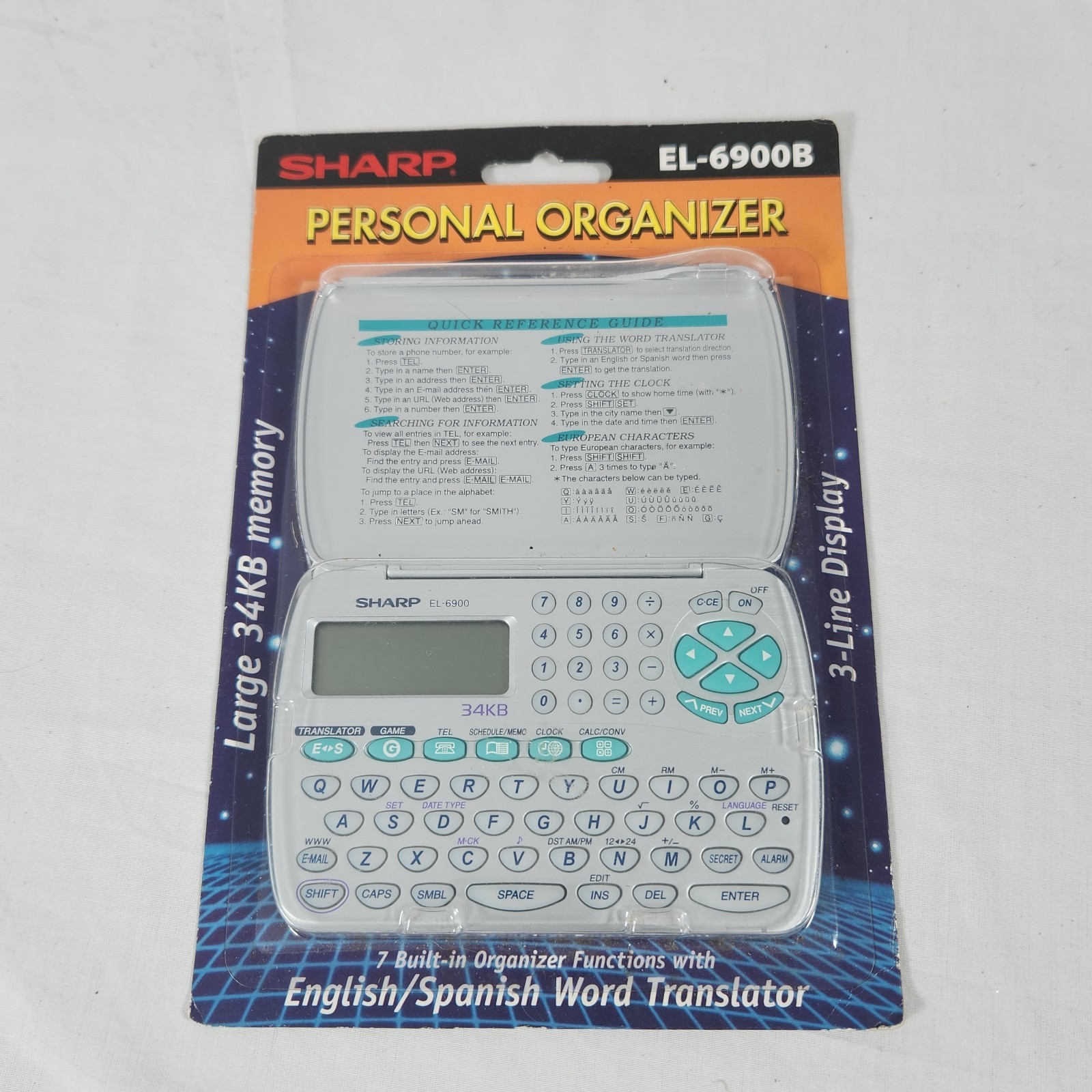 New! Sharp Personal Organizer EL-6900B Silver English Spanish Translator