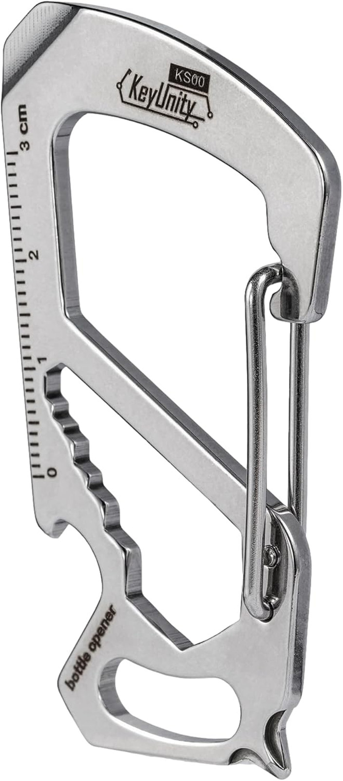 KS00 Carabiner Clip Multitool Stainless Steel 7 Tools in 1, Quick Release Clasp,