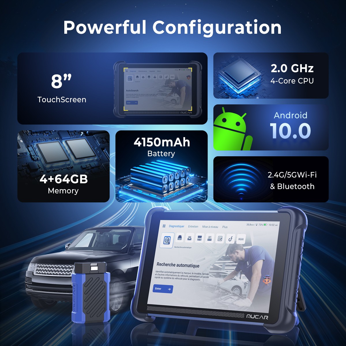 MUCAR 892BT Car CANFD AI All System Scanner KEY Coding Bidirectional Tool