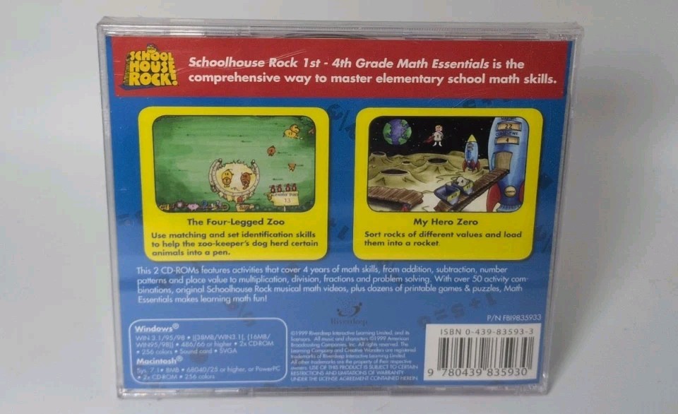 School House Rock 1ST - 4TH Grade Math Essentials WIN / MAC CD ROM NEW B513