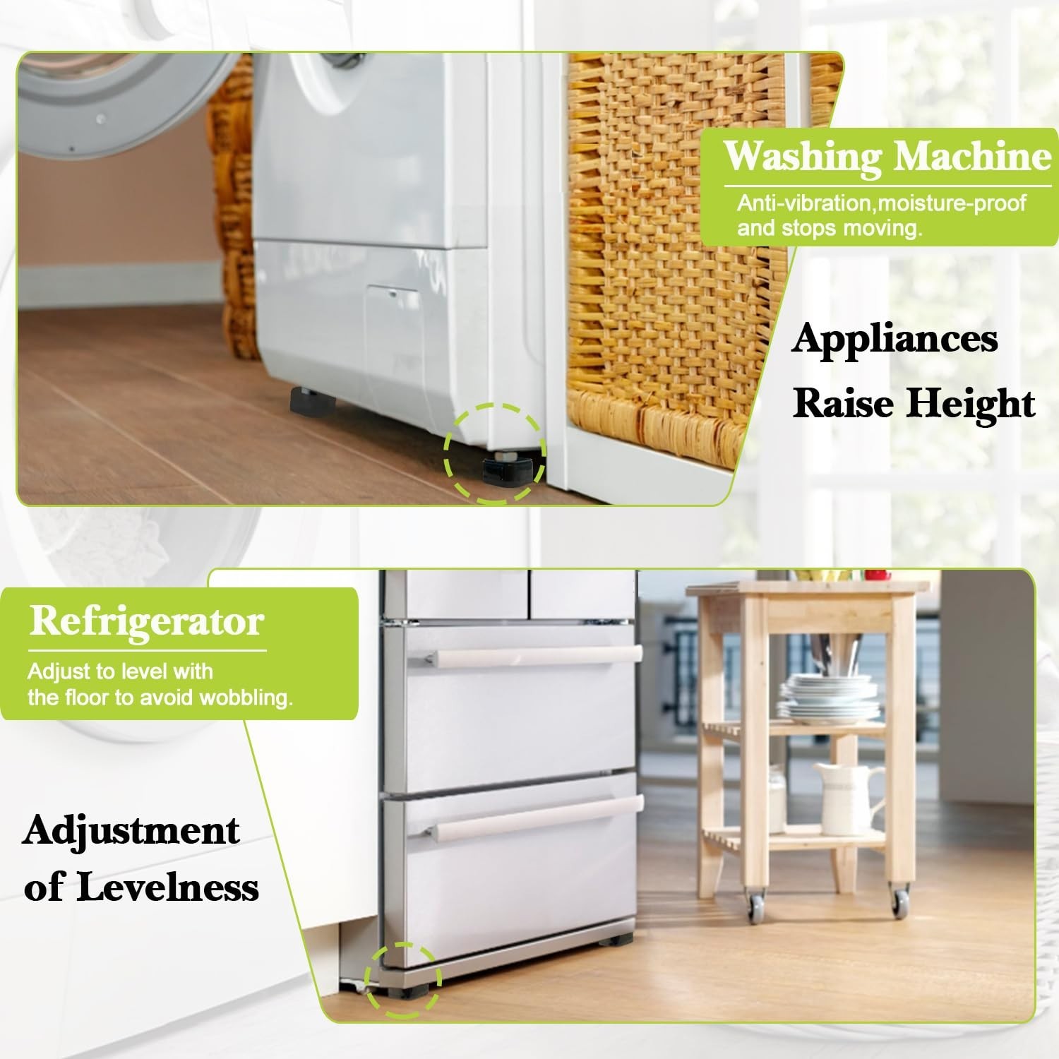 4 Pack Adjustable Furniture Risers - Heavy Duty Bed & Table Elevators, 3" Lift,