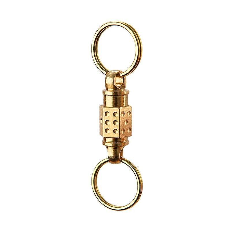 EDC Solid Brass Insert Buckle Gimbal Ring Portable Double Keychain Pendant Tool