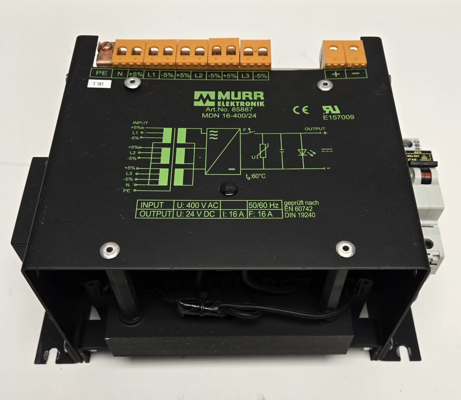 MURR ELEKTRONIK 85887 POWER SUPPLY MDN 16-400/24.