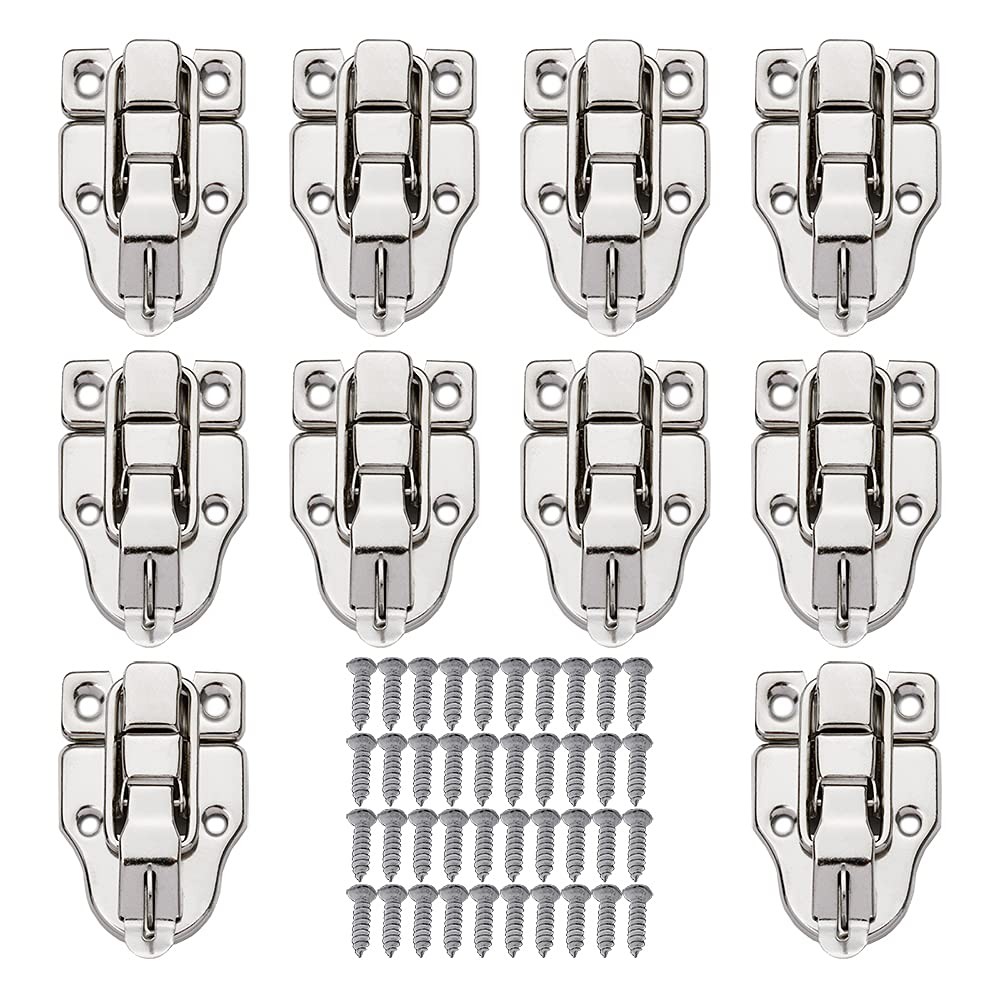 10PCS Metal Duckbilled Box Hasp Lock Toggle Latch Catch for Wooden Silver