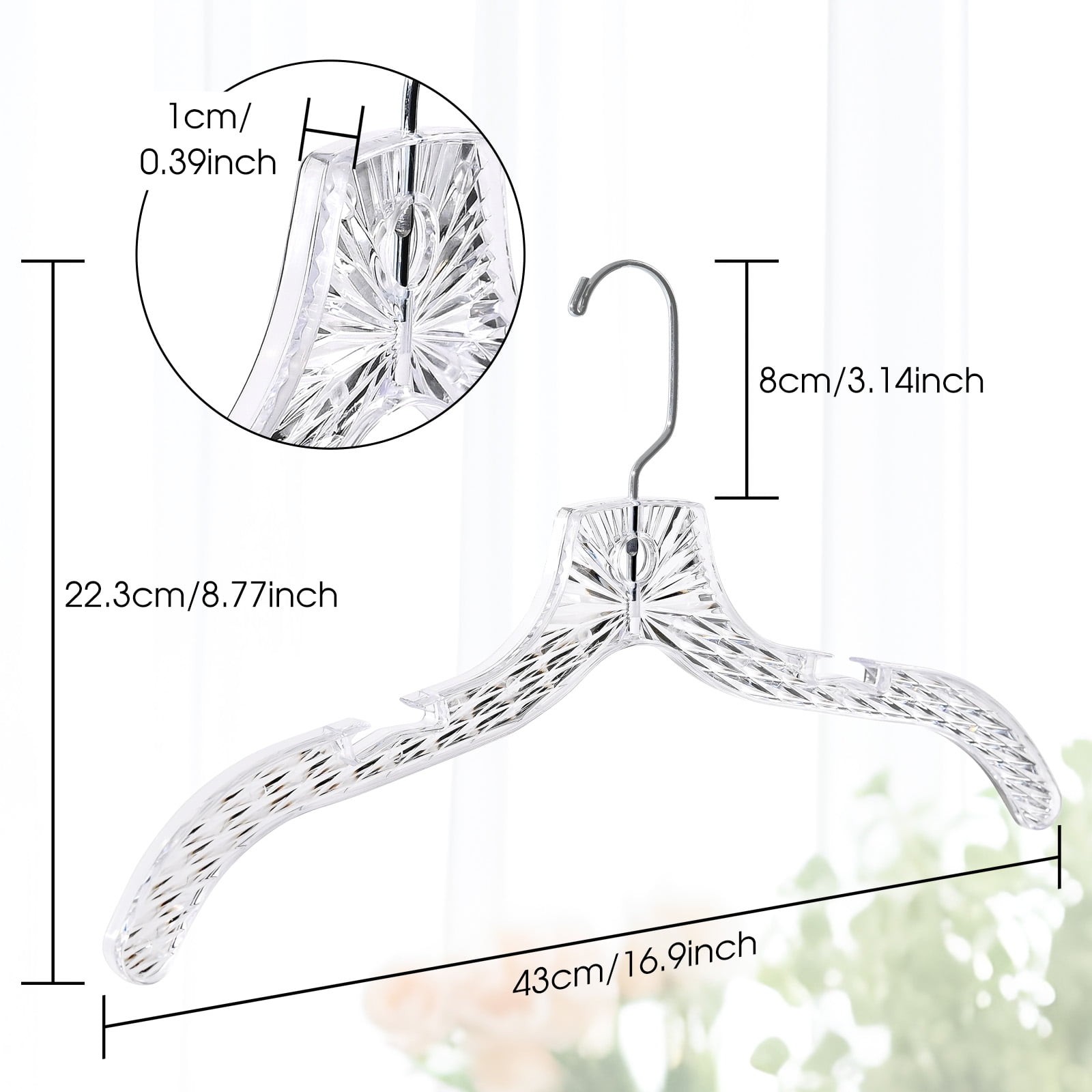 20 Pack Hangers, Plastic Hangers, Heavy Duty Clothes Hangers,Crystal Cut Hangers