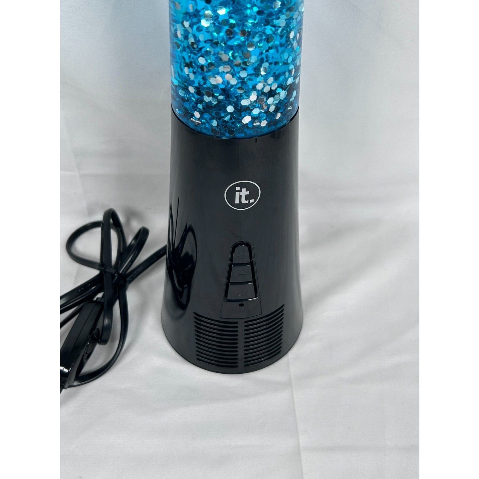 IT Glitter Lamp Bluetooth Speaker Lights Up Switch Blue Black