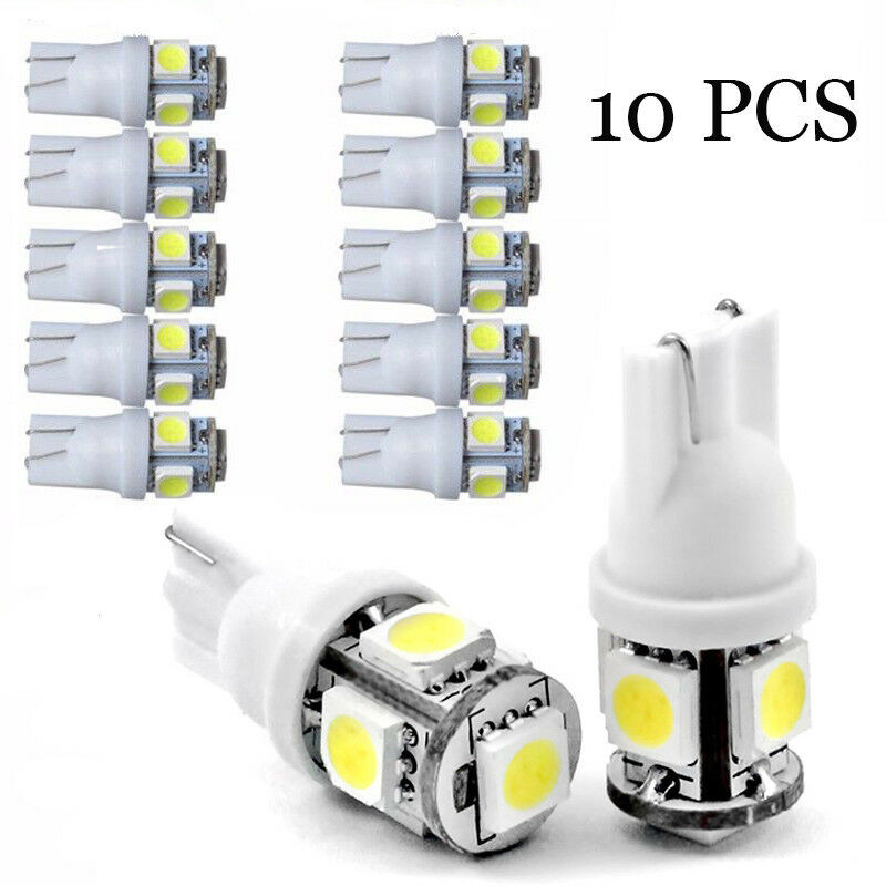 10Pcs Super White T10 Wedge 5-SMD 5050 LED Light bulbs W5W 2825 158 192 168 194