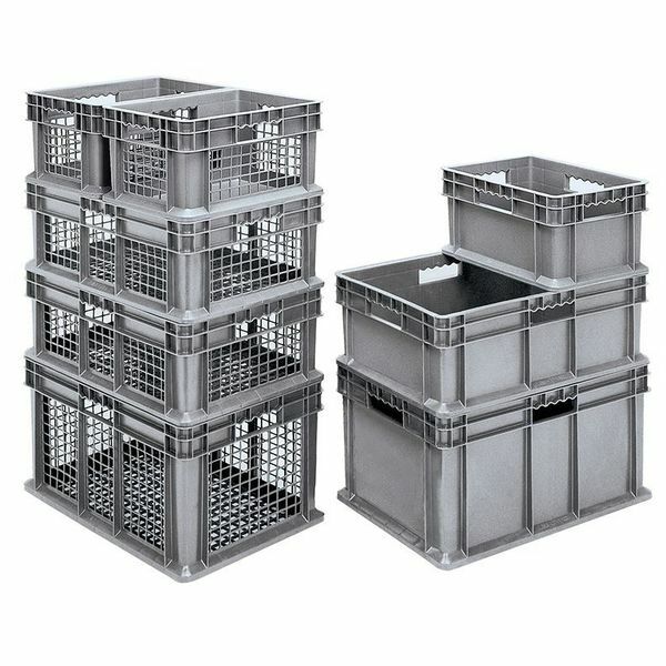 Akro-Mils 37688Grey Straight Wall Container, Gray, Industrial Grade Polymer, 23