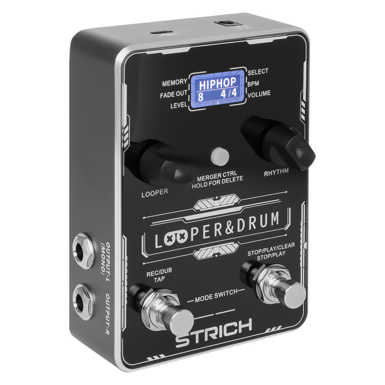 STRICH Pedal Effect Stereo Looper With Adapter Built-in Versatile Drum Machine