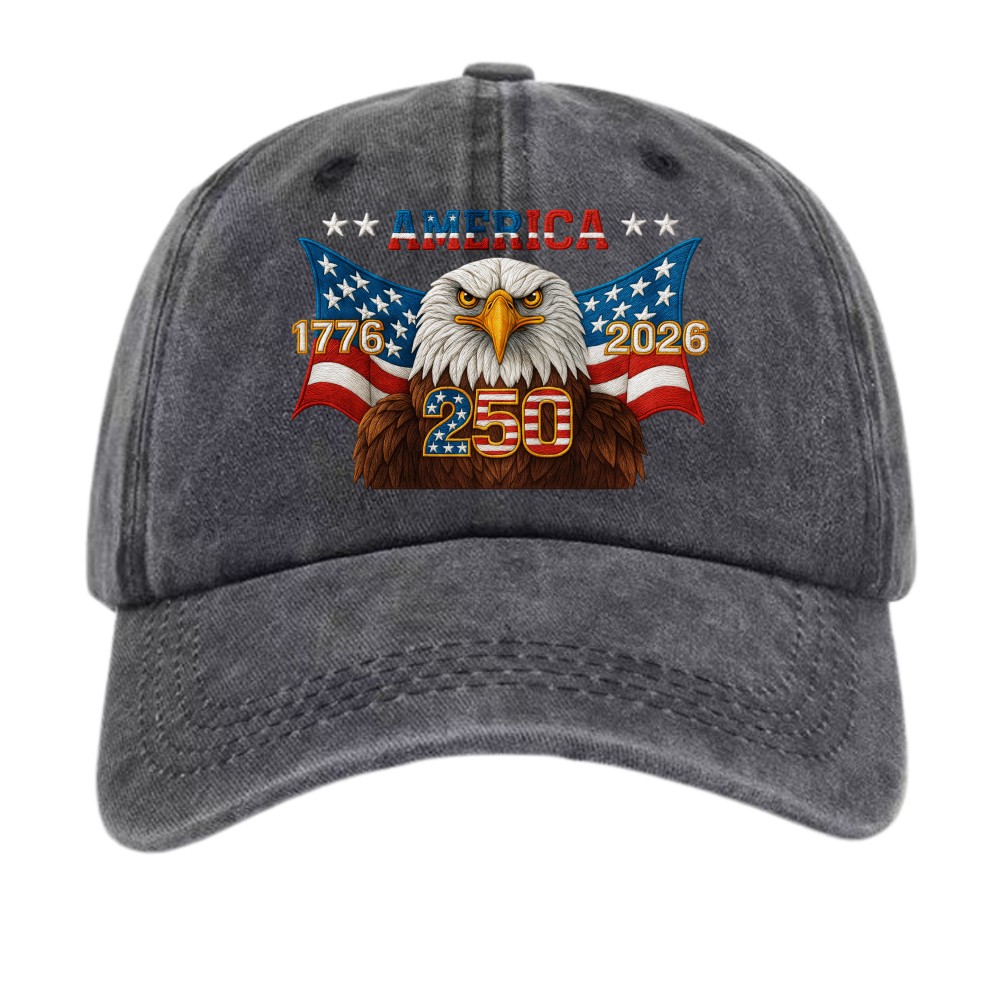 America 250th Anniversary Eagle & Flag Baseball Cap- 1776-2026 Patriotic Dad Hat