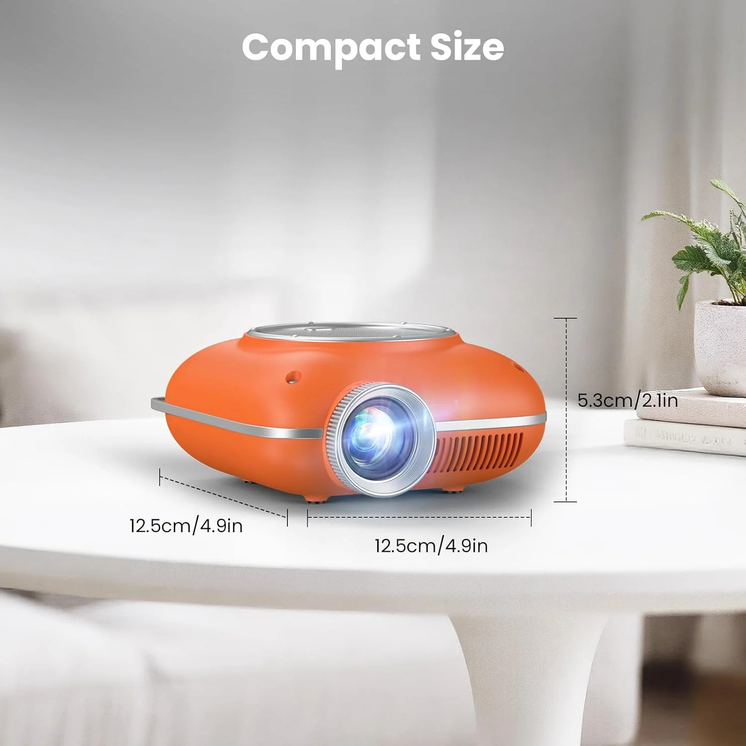 Orange,Mini Projector with Two -Way Bluetooth, Portable Projector, Support1080P