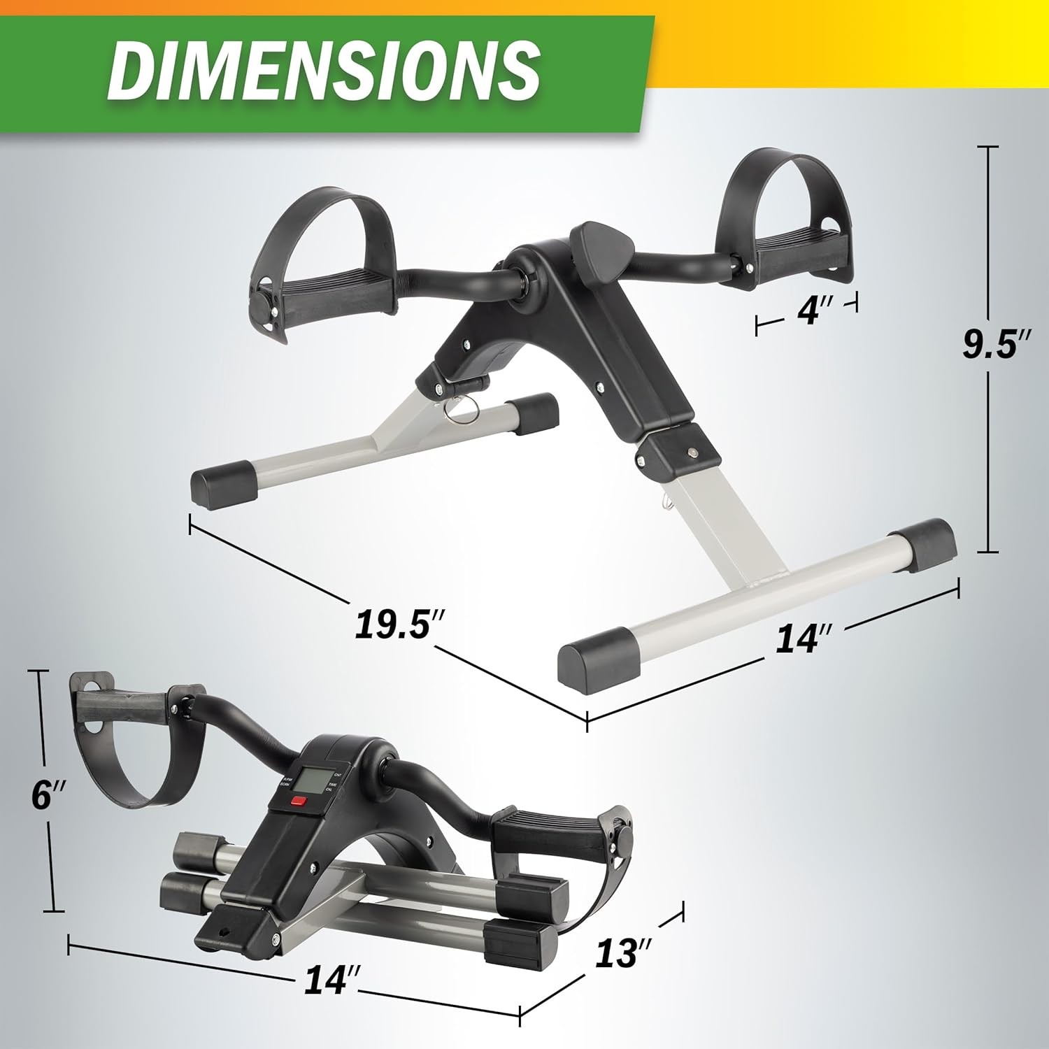 Under Desk Exercise Bike Pedal Machine Adjustable Resistance