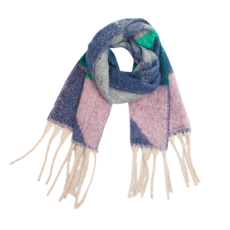 Women Scarf Autumn and Winter Imitated Mohair Scarf Warm Thick Tassel Scarf
