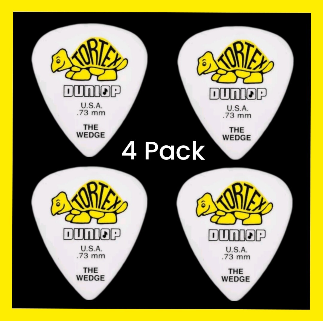 Dunlop Tortex Wedge Guitar Picks  4 Pack  Yellow  .73mm