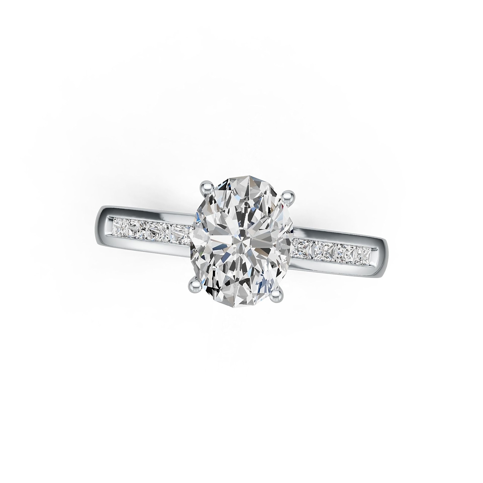 Sterling Silver Semi Mount Ring Setting Oval OV 9X7mm with White Topaz
