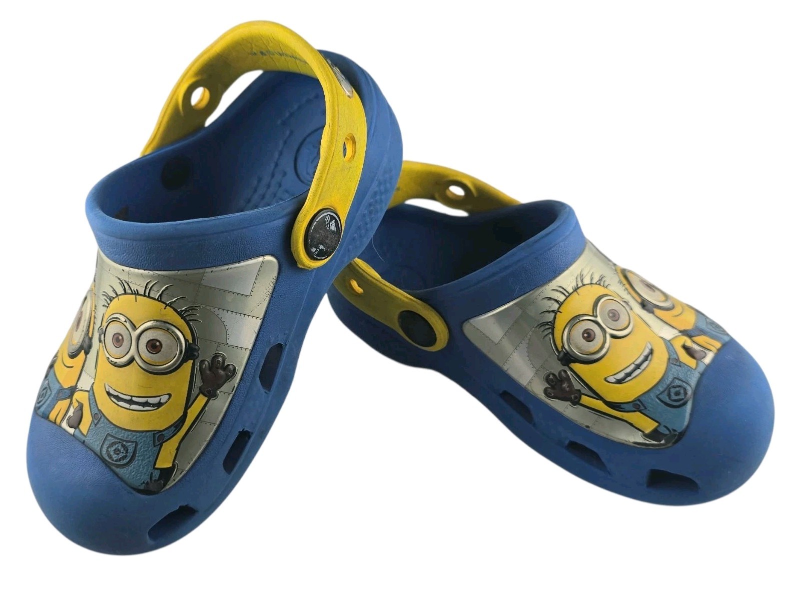 Crocs Minion Edition Toddler Blue Clogs Glow in the Dark Eyes Size 6/8