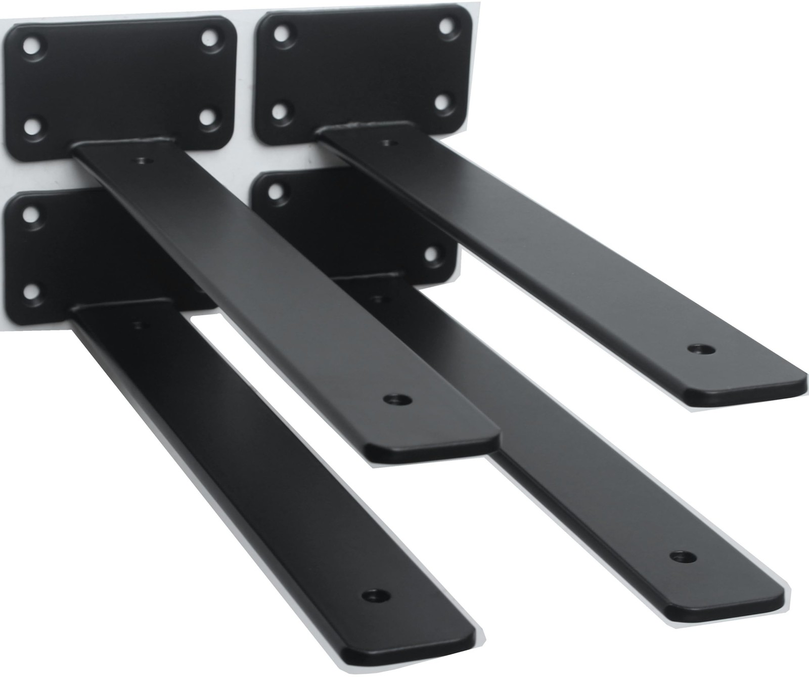 2 PCS 11 Inch Black Hidden L Shelf Bracket 1/5 Inch Thick Iron Floating Metal