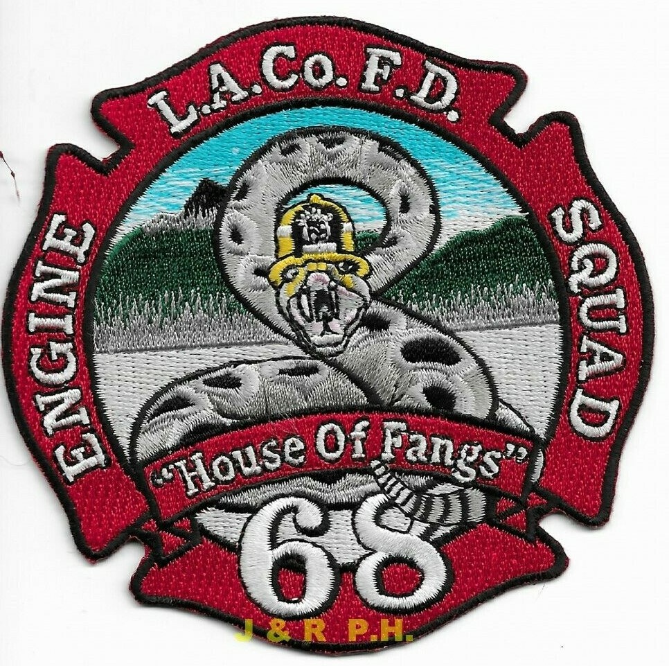 *NEW* Los Angeles County  Station - 68 "House of Fangs", CA (4" x 4") fire patch