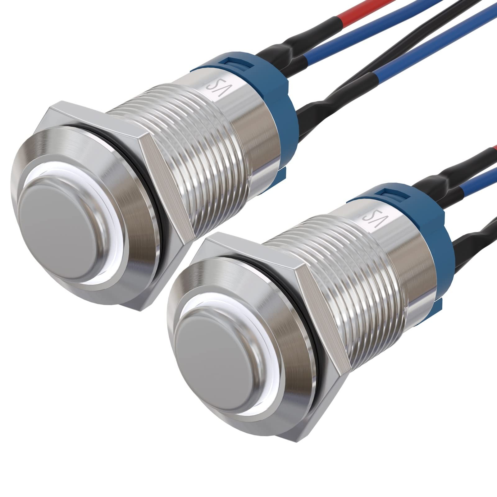 APIELE (Pcs of 2) 12mm Momentary Push Button Switch High Momentary, White