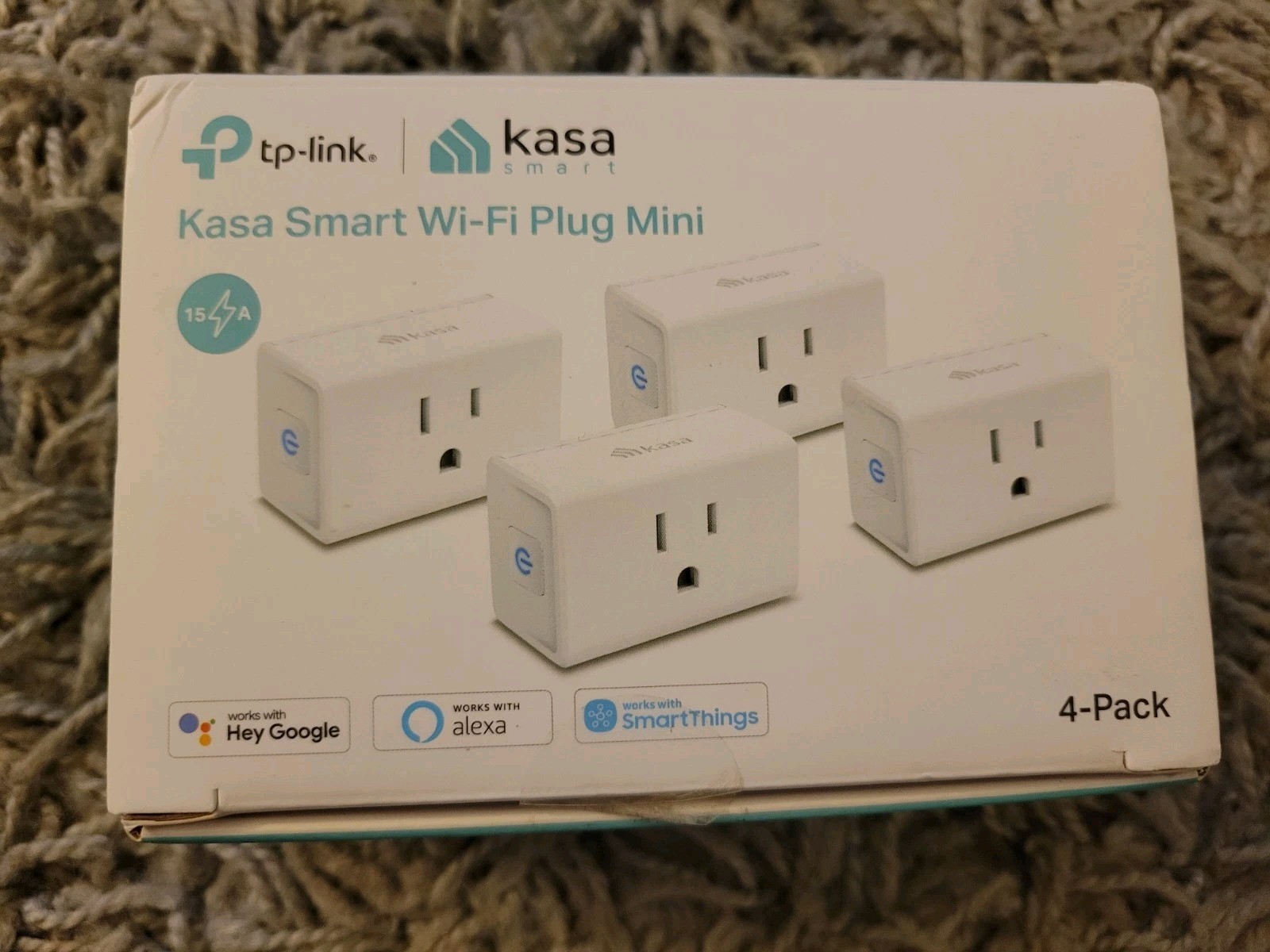 Kasa Smart Plug Mini 15A, Smart Home Wi-Fi Outlet, 4-Pack White Alexa Google