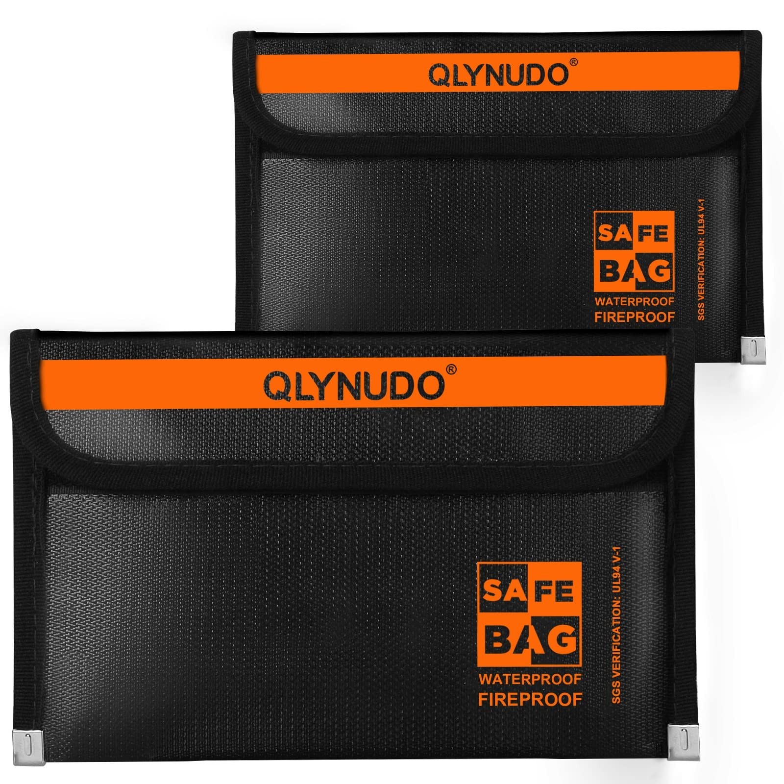 2 PACK Small Fireproof Document Bag Money Bag for Cash with Waterproof Zipper