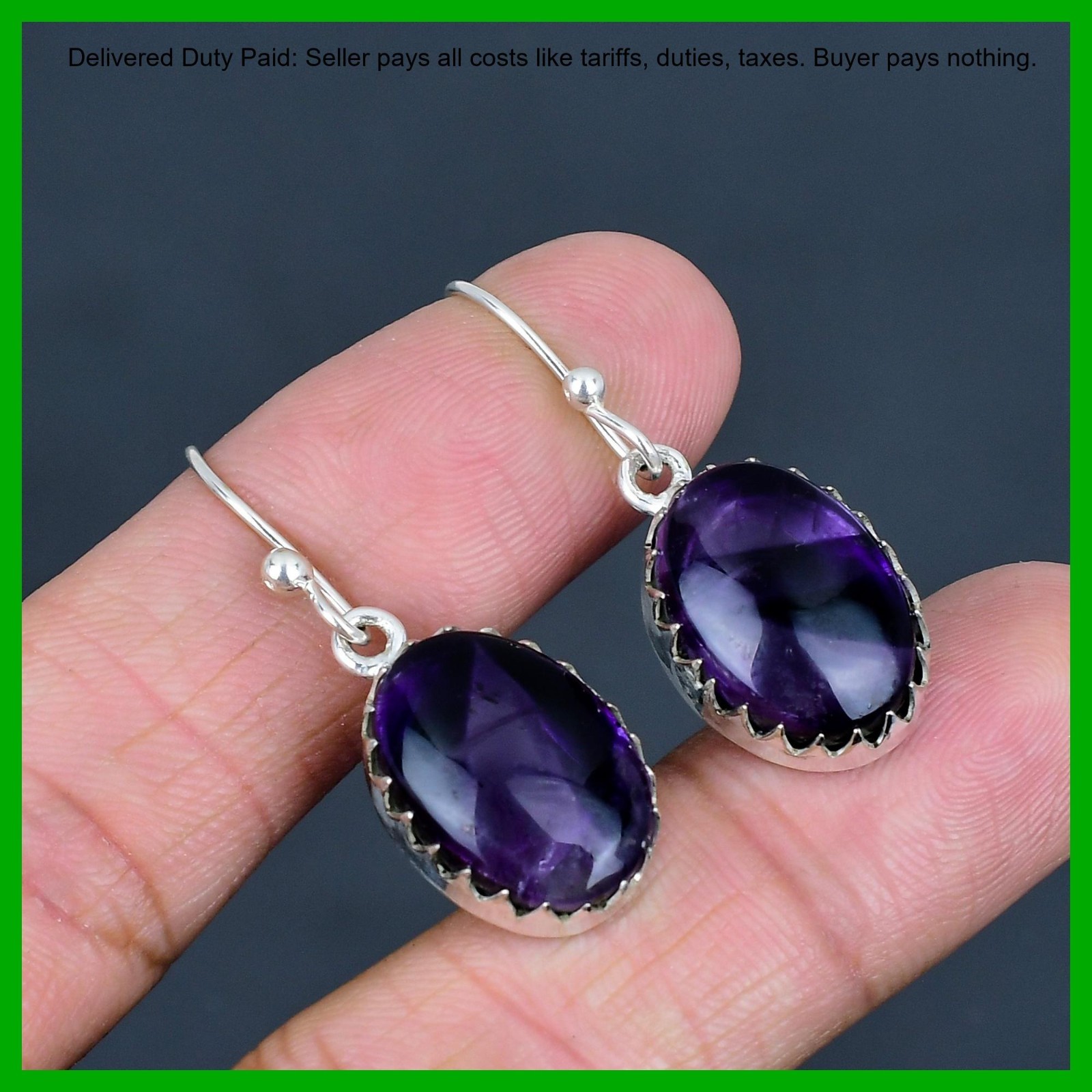 Star Amethyst Gemstone Wedding Dangle Drop Hook Earrings Jewelry Sterling Silver