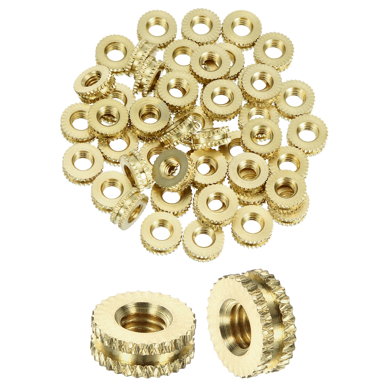 50Pcs Knurled Insert Nuts, M4x3mm(L)x8mm(OD) Brass Female Threaded Inserts