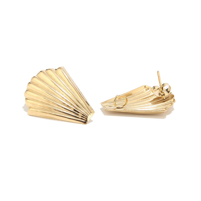 Gold Plated Stainless Steel Shell Shape with ring for diy Women Earring Making