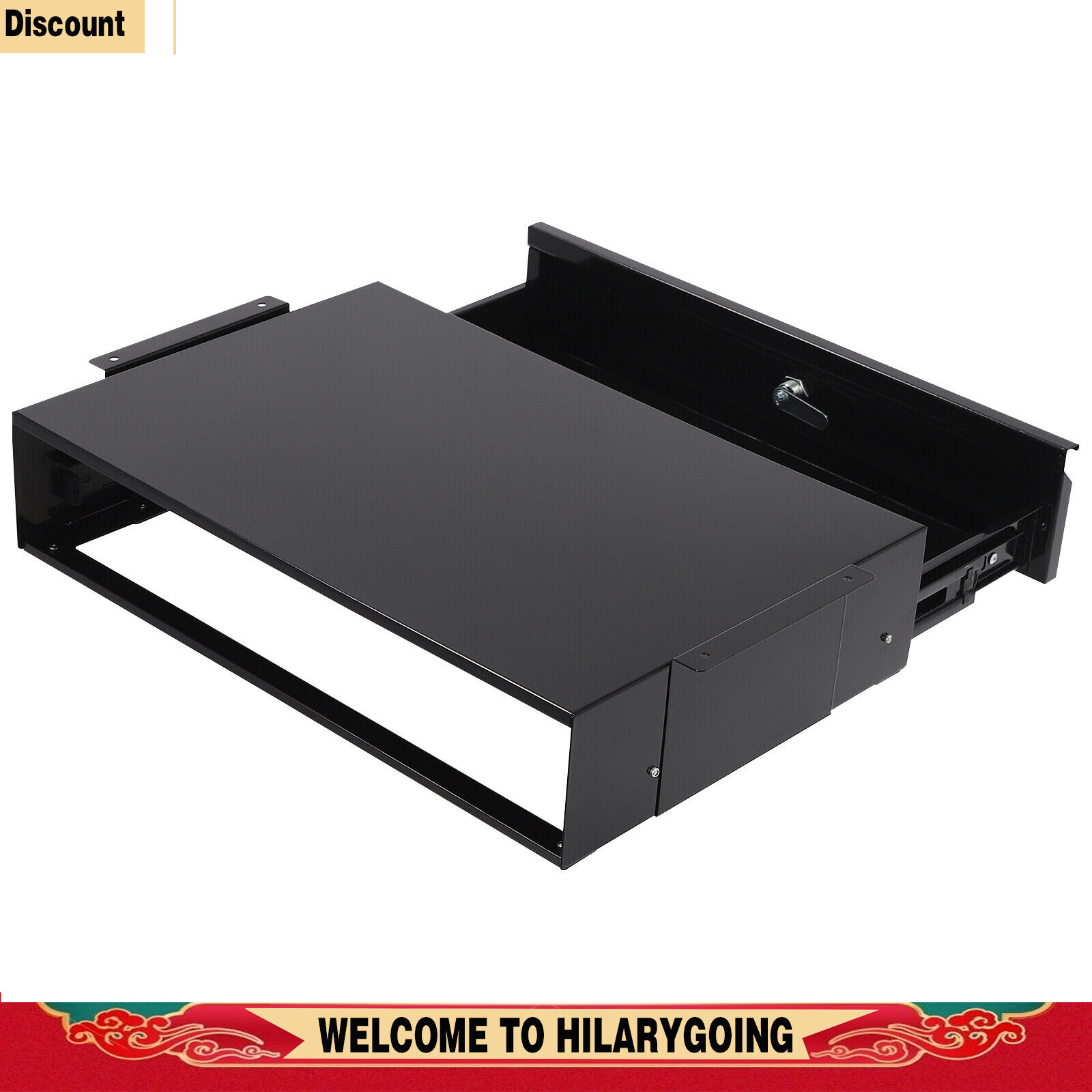 Slide Out Cabinet Drawer Pull Out Under Desk Drawer For Office With Lock Black