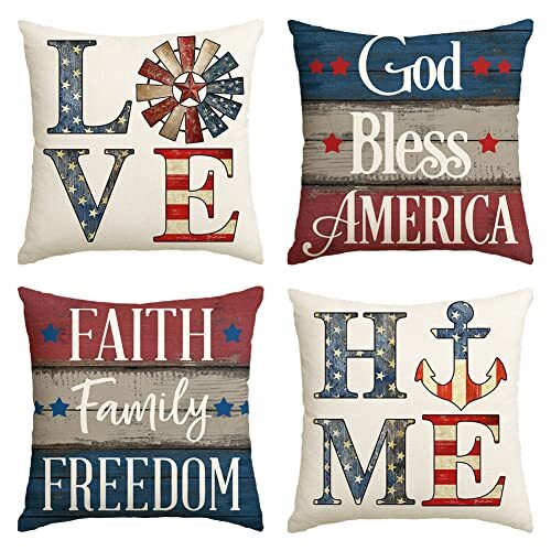 AVOIN colorlife God Bless America Throw Pillow Covers 18x18 Set of 18 x 18-Inch