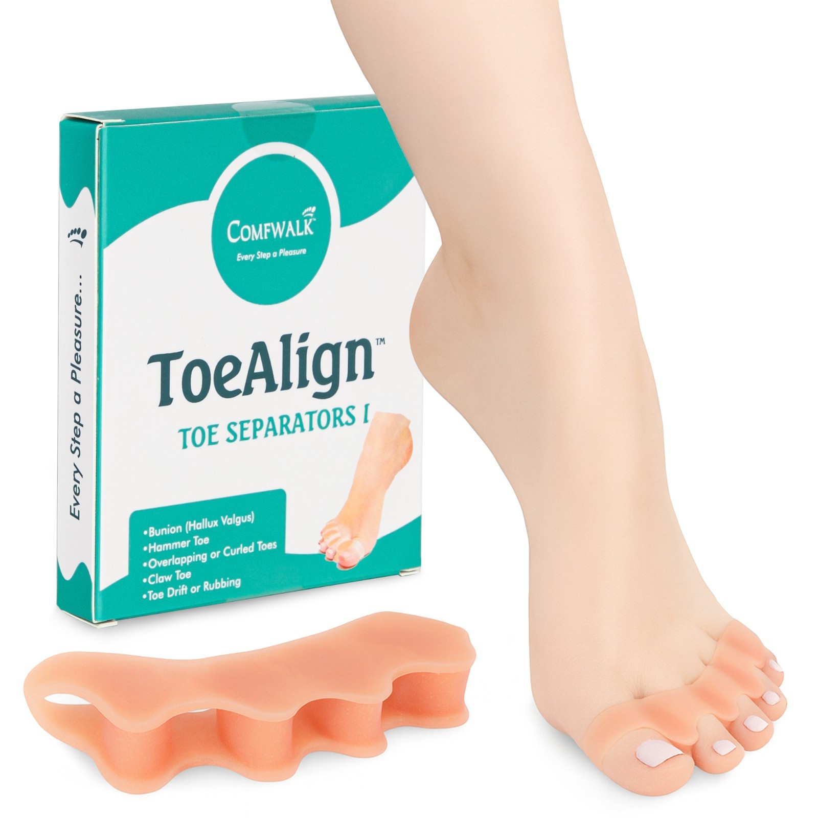 Comfwalk® ToeAlignTM – Toe Separators & Bunion Corrector for Men & Women –
