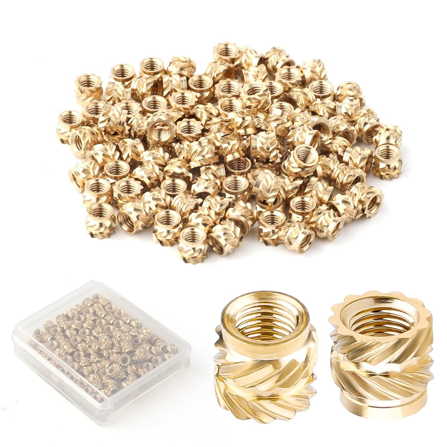 100Pcs 3D Printing Brass Nuts, M3X4X5Mm M3 Threaded Insert Knurled Brass Nuts Fe
