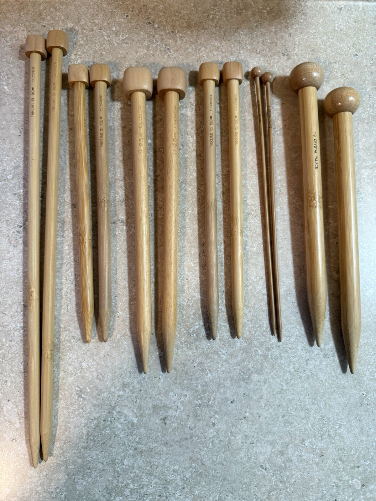 Lot of Takumi Clover & Crystal Palace Wood Bamboo Single Point Knitting Needles