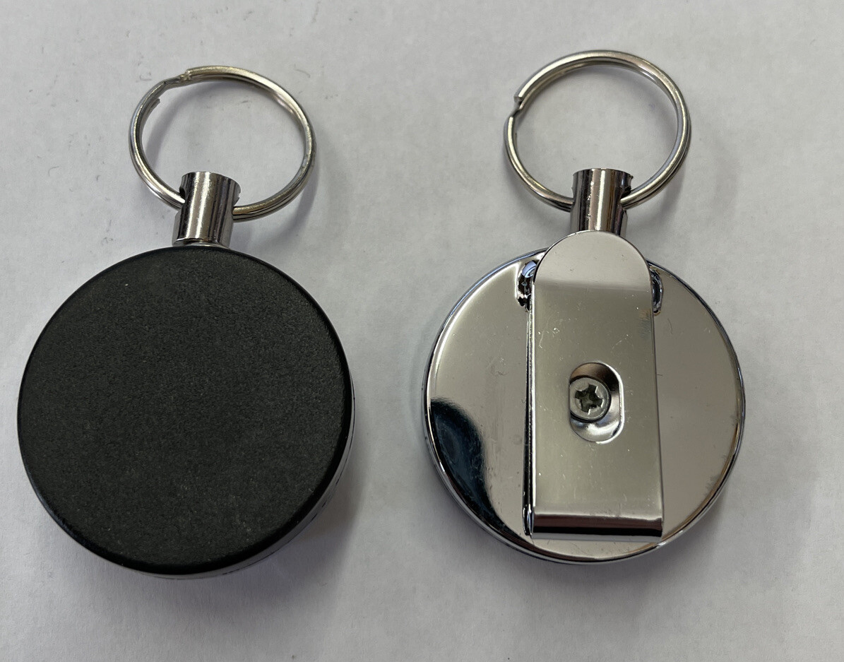2x-Stainless Steel Retractable Keychain Key Ring Recoil Heavy Duty 24" 2 pieces