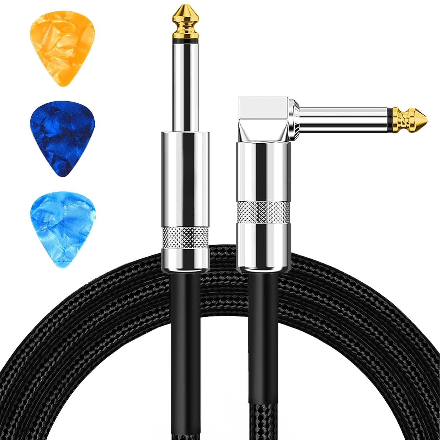 10ft NOISELESS Electric Guitar Bass Cable Pedal AMP Cord 1/4" For GIBSON FENDER
