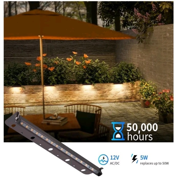 6 Pack LED Hardscape Paver Lighting 12in 5W 2700K 12V Retaining Wall Deck Light