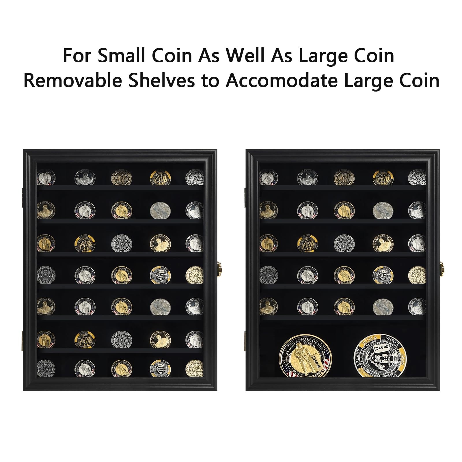 Military Challenge Coin Display Case - Holder Shadow Box with Removable