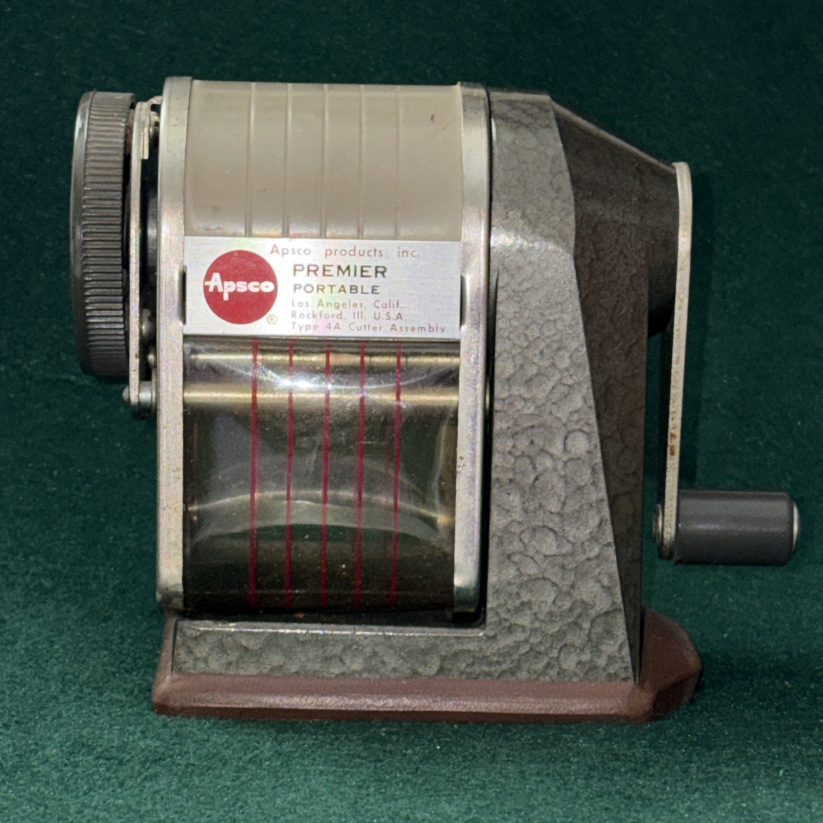Vintage APSCO Premier Portable Pencil Sharpener Type 4A Cutter Assembly ~ USA