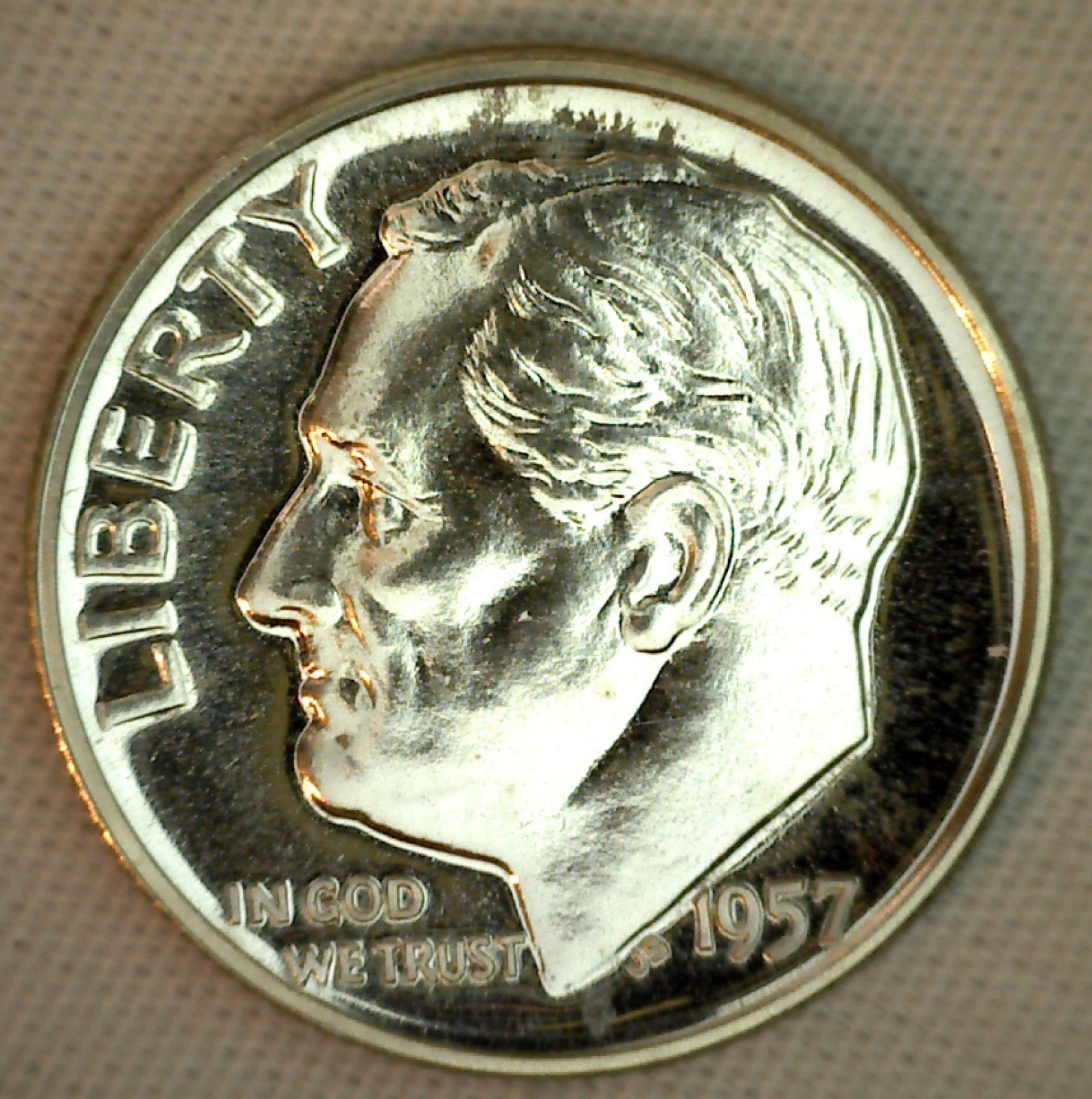 1957 Silver Proof Roosevelt Dime Ten-Cent Coin 10c United States 10 Cents